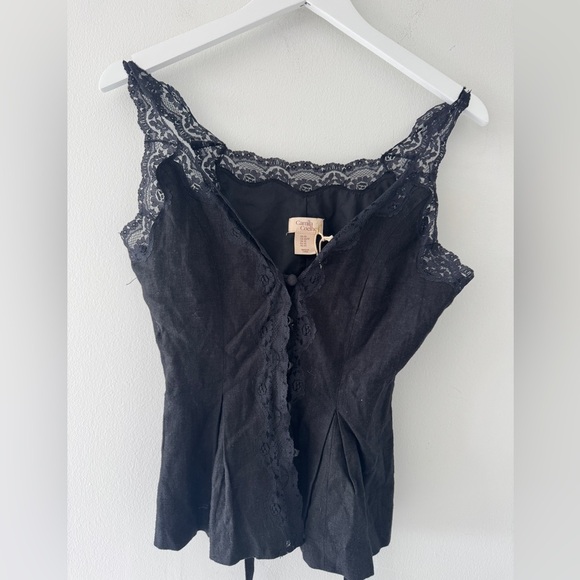 CAMILA COELHO Black Linen Lace Blouse XS - Picture 7 of 7